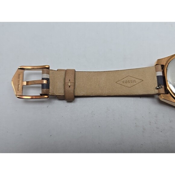 Fossil Scarlette Mini ES4594 Rose Gold Blue Dial Leather Watch New Battery Small - Picture 10 of 12
